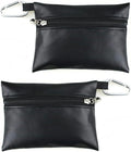 2Pcs Black Mini Golf Tee Pouch Bag, Resistant Golf Ball Tee Storage Bag Leather Golf Tees Pocket with Zipper, Golf Supplies Accessories, Golf Club Bag Accessories