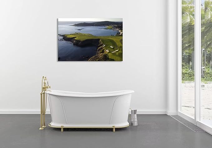 Pebble Beach Golf Course Wall Art Pictures - Pebble Beach Wall Art for Living Room Bedroom Bathroom Home Decorations Framed Artwork Canvas Prints Ready to Hang(28''H x 44''W)
