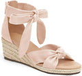 LAICIGO Womens Espadrilles Wedge Sandals Back Zipper Closure Open Toe Platform Ankle Strap Summer Dress Shoes with Bow