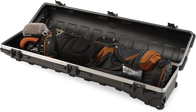 SKB Staff ATA Hard Shell Plastic Golf Travel Case for Cart Bags with Wheels - Heavy-Duty Rolling Club and Driver Carrier for Airline Transport, Impact-Resistant with TSA Locking Latches