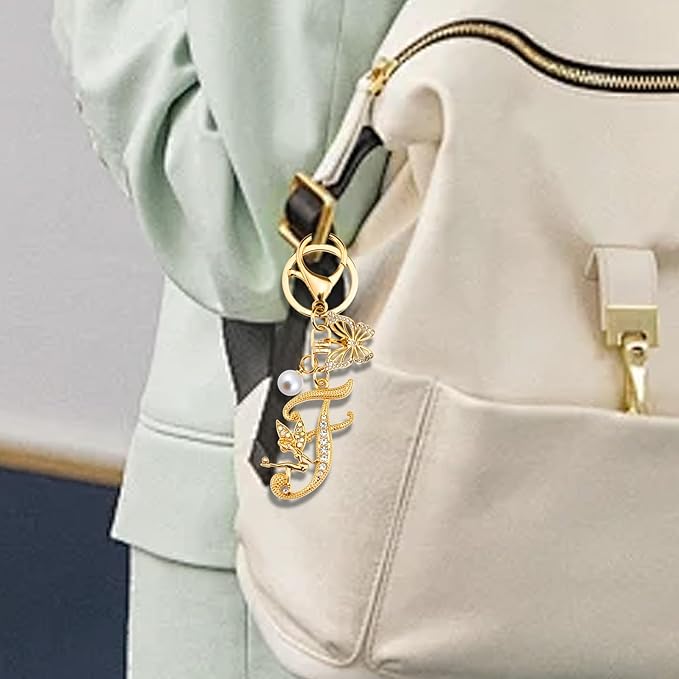 Initial Keychain Bag Charm Women Purse Charms for Handbags Accessories Charm for Wallet Butterfly Pendant for Girls