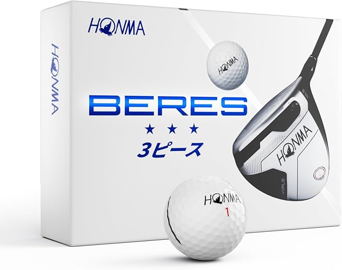 Honma BERES 3S Golf Balls, Long Distance with High Speed,3 Layer with Surlyn Cover‌,Soft Golf Balls for Men Women Beginner Amateur Golfer, Perfect for Off The Tee and Around The Green,1 Dozen