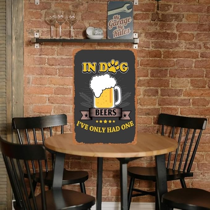 Bar Signs For Home Bar Wall Man Cave Decor Vintage Funny Metal Beer Tin Signs Bar Decorations For Home Beer Accessories For Men Drinking Signs Gifts In Dog Beers I've Only Had One Garage Signs 8x12 In