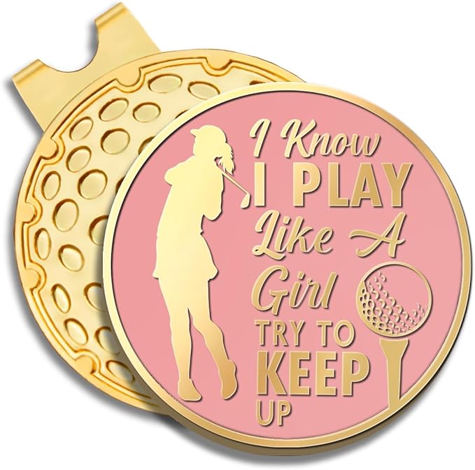 Pink Golfer Ball Marker with Magnetic Hat Clip, Funny Golf Accessories Gifts for Men Women, Novelty Birthday Gifts for Men Women Golfer Fan