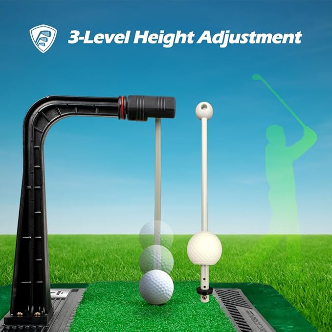 WINNER SPIRIT Real Swing 300 Golf Swing & Hitting Trainer, True Impact, Checking Path After Swing Practice Mat Groover Training Aid, Height Adjustable