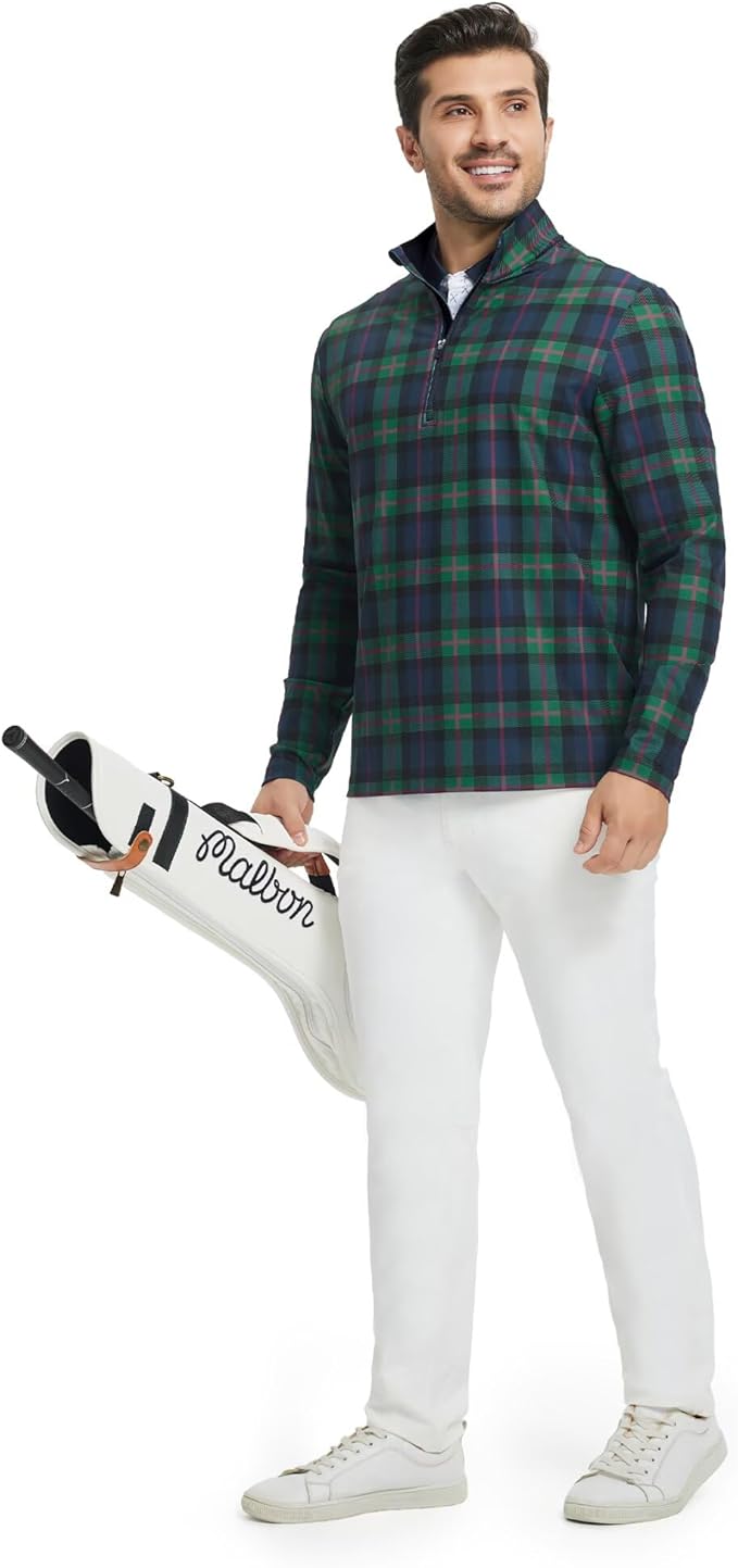M MAELREG Quarter Zip Golf Pullover Men Dry Fit Long Sleeve Performance Wicking 1/4 Zip Full Print Pullover Mens Sweatshirt