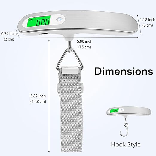 Rechargeable Luggage Scale with Strap & Type-C Port - Portable, Digital, High-Precision, and Ideal for Backpacks, Suitcases, and Carry-Ons - Up to 110lb/50kg Capacity -Strap