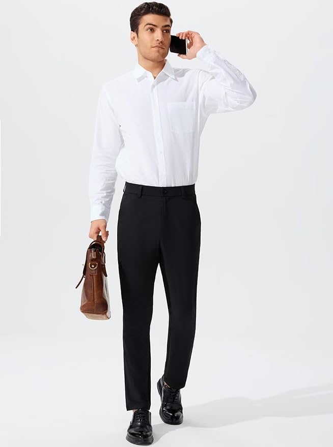 QPNGRP Men's Golf Pants 30"/32"/34" Inseam Lightweight Stretch Work Dress Pants