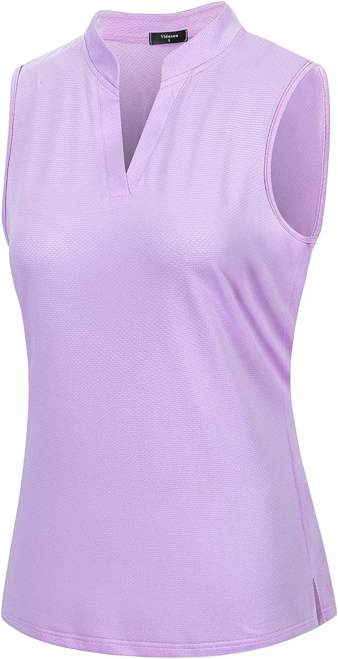 Womens Sleeveless Golf Polo Shirts Lightweight Tennis Sport Tops