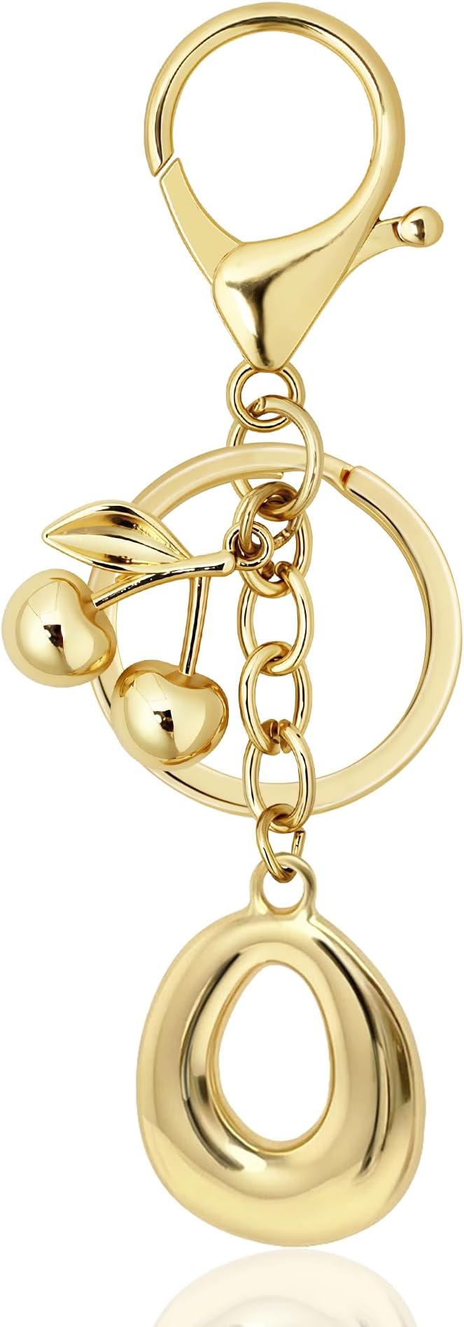 Gold Bubble Heart, Cherry, Bow & More Designs Letter Initial Keychain Bag Charms – Cute Purse Charms for Handbags