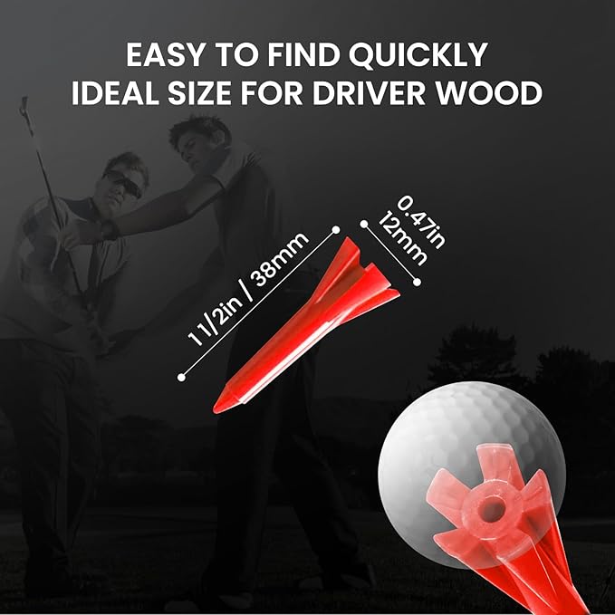 Golf Tees Plastic 1 1/2 inch Value 300 600 Pack, Upgrade More Unbreakable Bulk Stable Reduce Friction Side Spin Tee for Men Women Ladies