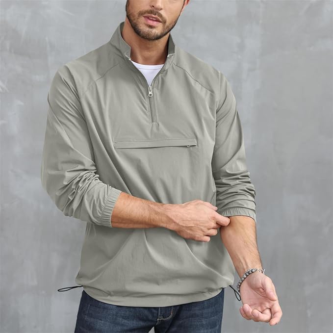 Opomelo Men's Athletic Quarter Zip Pullover Golf Hiking Running Lightweight Jacket Workout Sweatshirt With Pocket