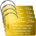 Custom Luggage Tags for Suitcases - Personalized Name Tag Pack of 4, Anodized Aluminum with Steel Loop, Gold, 2x3.5