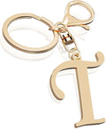 Cute Stainless Steel Gold Initial Letter Keychain for Women Girl, Charms for Key Handbag Backpack Bag, Personalized Gift