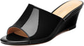 Wedge Sandals for Women Open Toe Wedge Heels Womens Matte High Heel Sandal Round Toe Heeled Wedge Sandals Slip on Casual shoes 2 inch