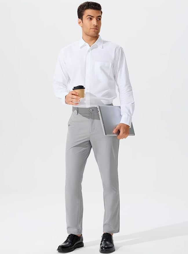 QPNGRP Men's Golf Pants 30"/32"/34" Inseam Lightweight Stretch Work Dress Pants