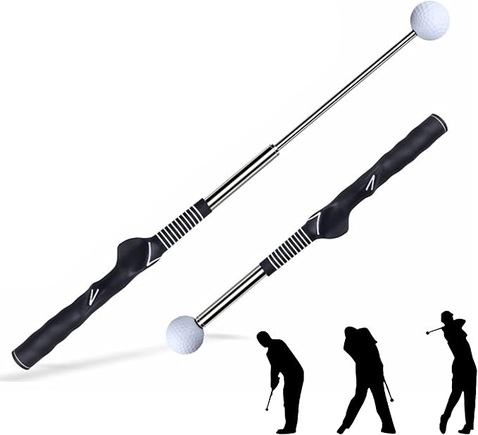 Retractable Golf Swing Training Aid, Rhythm Click Sound Warm-up Golf Swing Trainer, Golf Grip Trainer, Golf Training aid Indoor and Outdoor Golf Equipment for Beginners and Professionals
