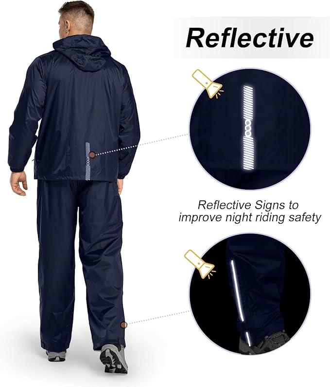 33,000ft Men's Rain Suit Packable Waterproof Lightweight Rain Gear for Golf Hiking Cycling 2 Pieces(Rain Jackets and Pants)