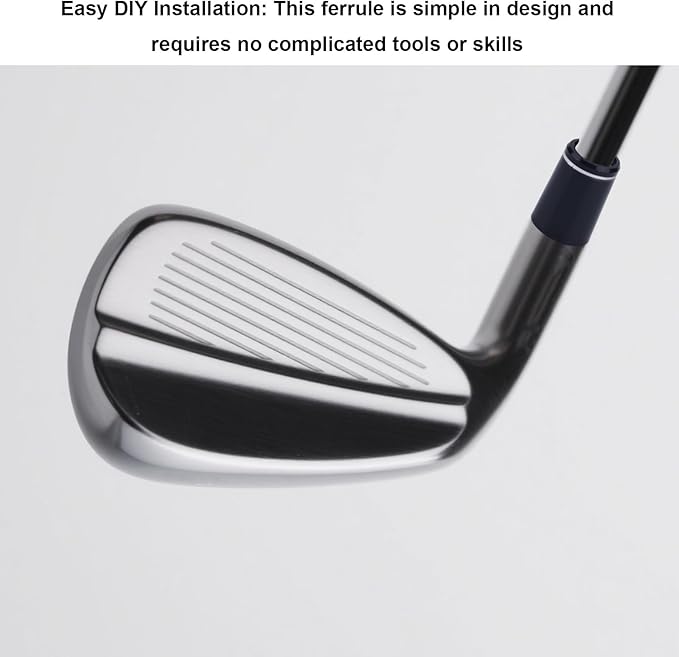 Golf Club Ferrules, Black .370 Golf Iron Ferrules with Double Chrome Rings for Taper Head Iron and Wedge Shafts