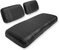 Golf Cart Seat Covers fits Club Car Precedent/DS/EZGO RXV/TXT/Yamaha Front Rear Seat Cushion，Black Leather Custom Stripe Soft Comfortable/Anti-Scratch/Easy to Clean