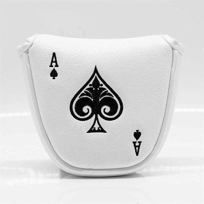 Golf Putter Cover Headcover Magnetic, Poker Ace Style Golf Club Head Cover, 4 Models Available Headcovers for Blade Half-Mallet Square Putters