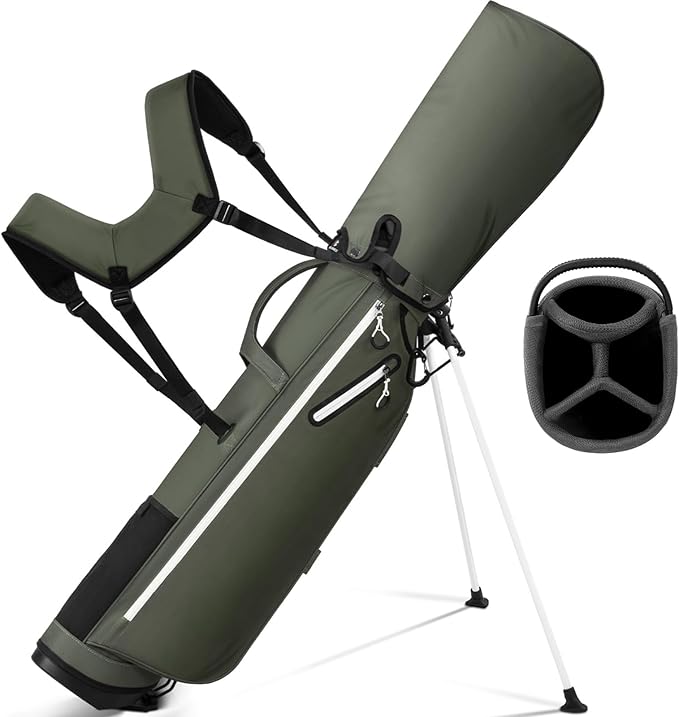 Lightweight Golf Stand Bag, 4-Way Full-Length Dividers, Holds Up to 10 Clubs, 3.7 lbs Golf Bag with Dual Straps & Stand for Driving Range, Par 3, and Standard Courses
