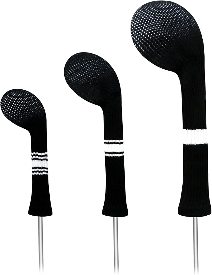 LeFeng 3Pcs Golf Club Covers, Knitted Golf Club Covers for 460cc Driver Fairway Woods and Hybrid