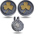 Full Metal Markers Irish Shamrock Ireland Clover Unique Magnetic Metal Golf Ball Marker with Hat Clip Accessory for Men & Women
