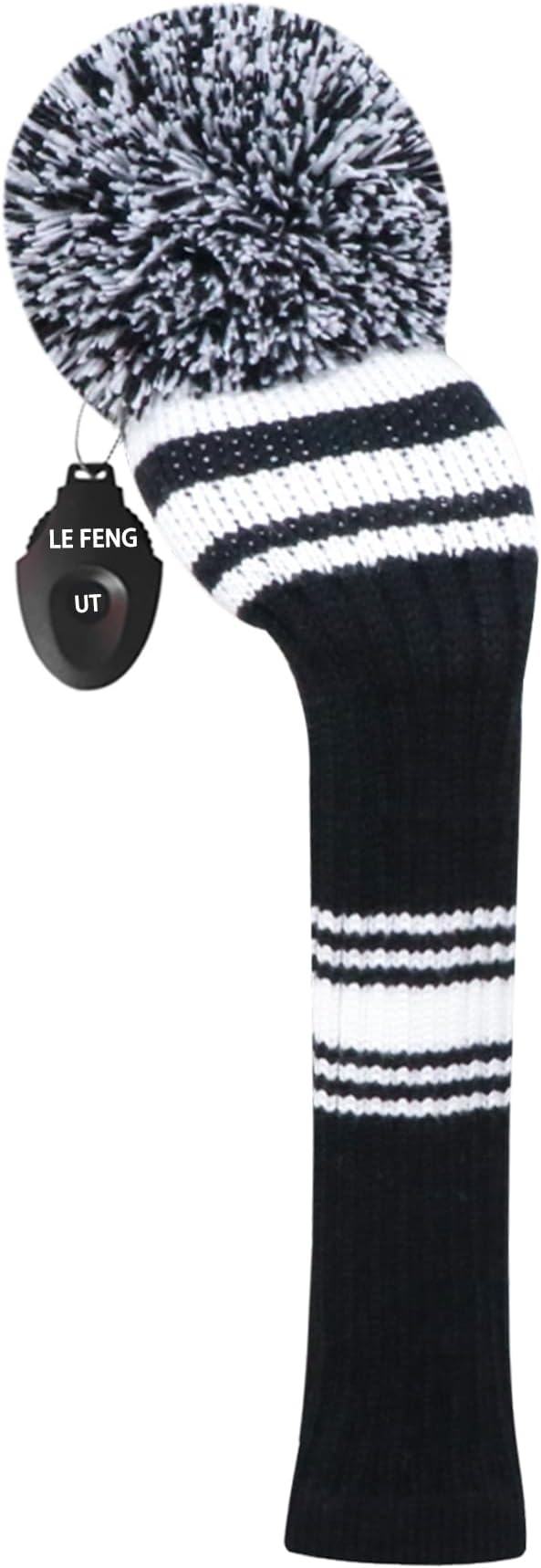 LeFeng 1Pcs Golf Club Cover, Knitted Golf Head Cover for 460cc Driver Fairway Woods and Hybrid with Cute Pom Pom and Number Tag
