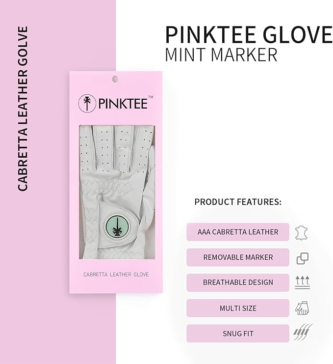 Swig Sip Womens Cabretta Leather Golf Glove Left Hand All-Weather Breathable Design with Ball Marker Ladies Golf Gloves for Training & Golfing