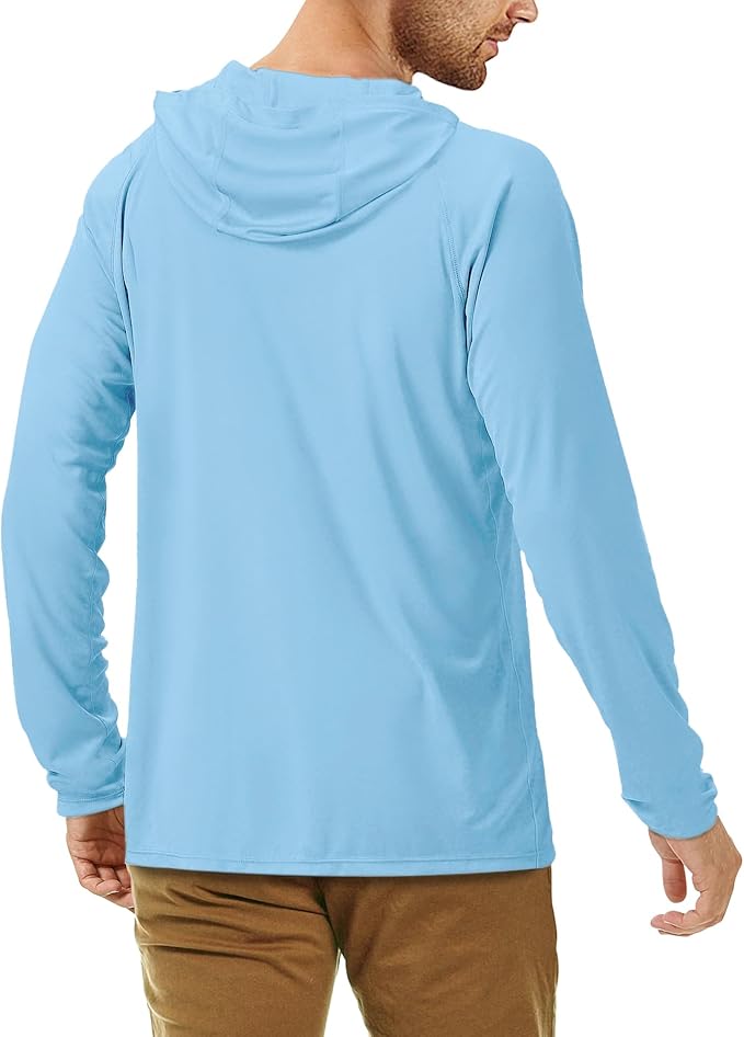 Roadbox UPF 50+ Fishing Shirts for Men, Long Sleeve UV Sun Protection Hoodie, Outdoor Hiking Running Swimming Rash Guard