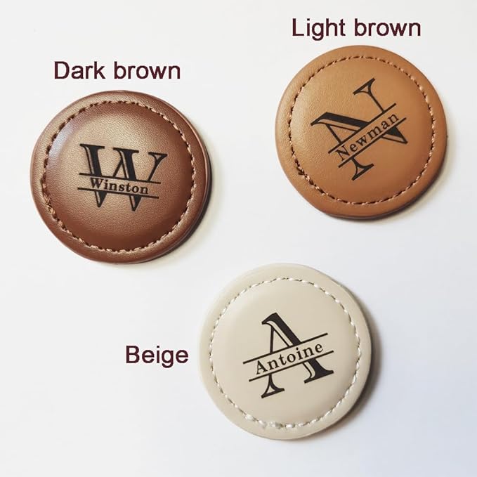 Personalized Golf Ball Markers, (Set of 2) Custom Magnetic Leather Golf Markers, Gift for Men Dad Husband