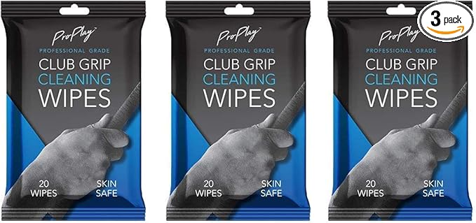 ProPlay Club Grip Cleaning Wipes | Powerful Cleaner Removes Grime, Dirt, and Sweat | Restore Tackiness of Golf Club Grips | Convenient, Resealable Pack - Unscented 3 Pack