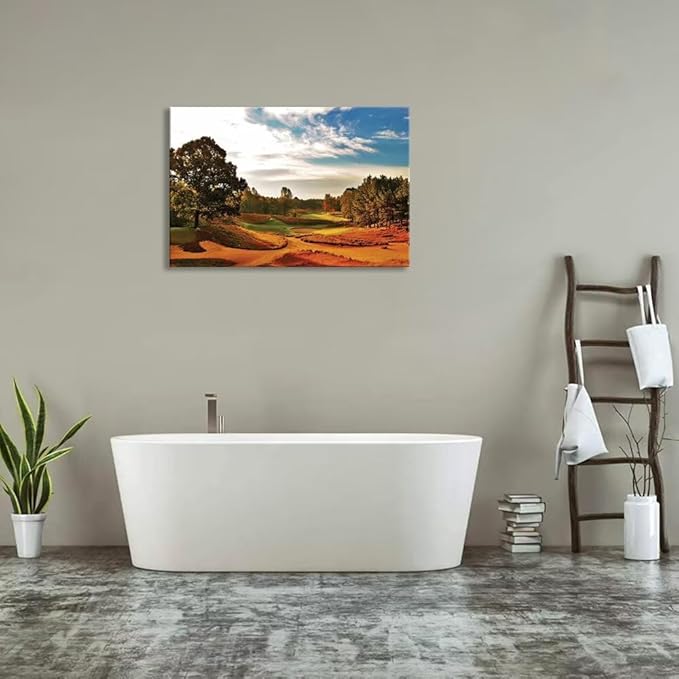 Tobacco Road Golf Course Wall Art for Living Room Bedroom Bathroom Home Decoration North Carolina Golf Course Picture Poster Framed Artwork Golf Canvas Prints Ready to Hang(24''H x 36''W)