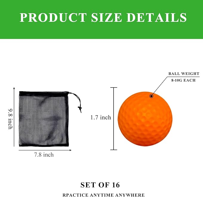 Foam Golf Practice Balls 16 or 54 Pack Soft Limited Flight Golf Balls, Perfect for Indoor and Backyard Swing Practice!…