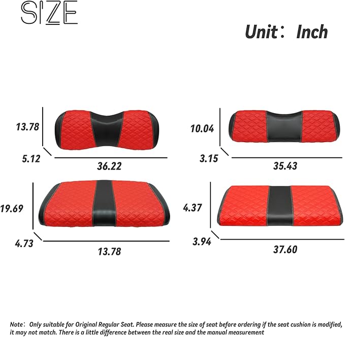 Golf Cart Front and Rear Seat Covers Waterproof and Sun Resistant Marine Grade Vinyl Leather Seat Cover Accessories for Yamaha Drive 2007-2016/Drive 2 2017+,Red(4PCS)