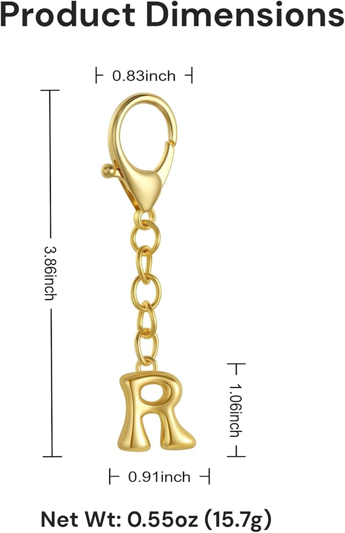 Bubble Gold Letter Bag Charms for Women, Cute Initial Keychain for Handbags, Purse Charms Birthday Christmas Gifts