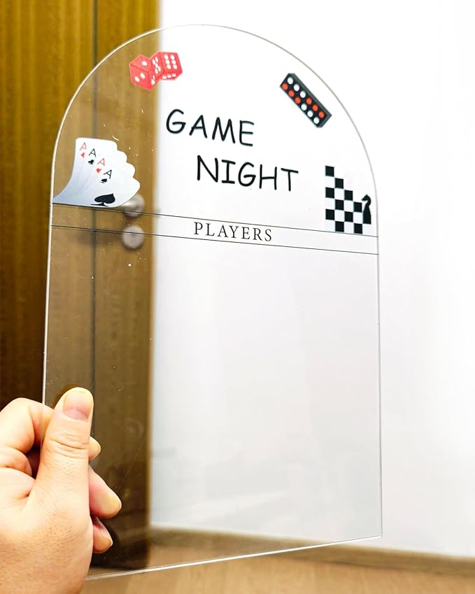 Personalized Family Game Night Scoreboard – Custom Dry Erase Score Tracker Board with Marker, Reusable Acrylic Game Scoreboard (8X12)