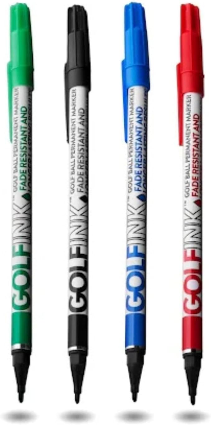 Flightpath GolfInk Marker Pens – Smudge-Free Tour Compliant Markers – Fine Tip, Leakproof Ink for Clean Golf Ball Identification or Liner Stencils – Long-Lasting, Permanent – 4 Pack (Multi)