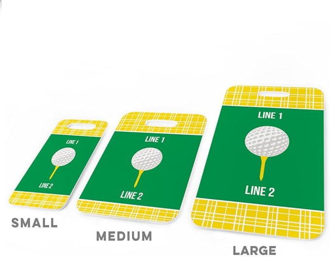 ChalkTalkSPORTS Golf Luggage & Bag Tag | Personalized Team with Golf Ball | Standard Lines on Back | Small | Yellow/Green