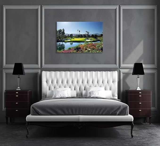 chenchenArt Indian Wells Golf Course Wall Art Picture Golf Course Poster Wall Decor for Living Room Bedroom Home Decorations Golf Artwork Canvas Prints Framed Ready to Hang(28''H x 44''W)