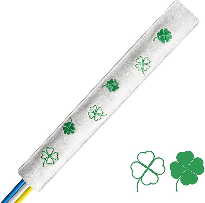 FINGER TEN Golf Alignment Stick Cover Headcover Rods Holder Case Leather 14''× 2'' in USA Black White Green Hold at Least 2 Sticks