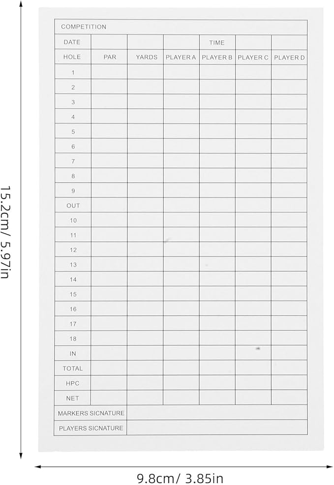 Baluue 30 Sheet Golf Scorecard, Coated Paper Scorecards, Essential Golf Scorekeeping Tools, Score Keeper Card Scorekeeper Accessory Tools