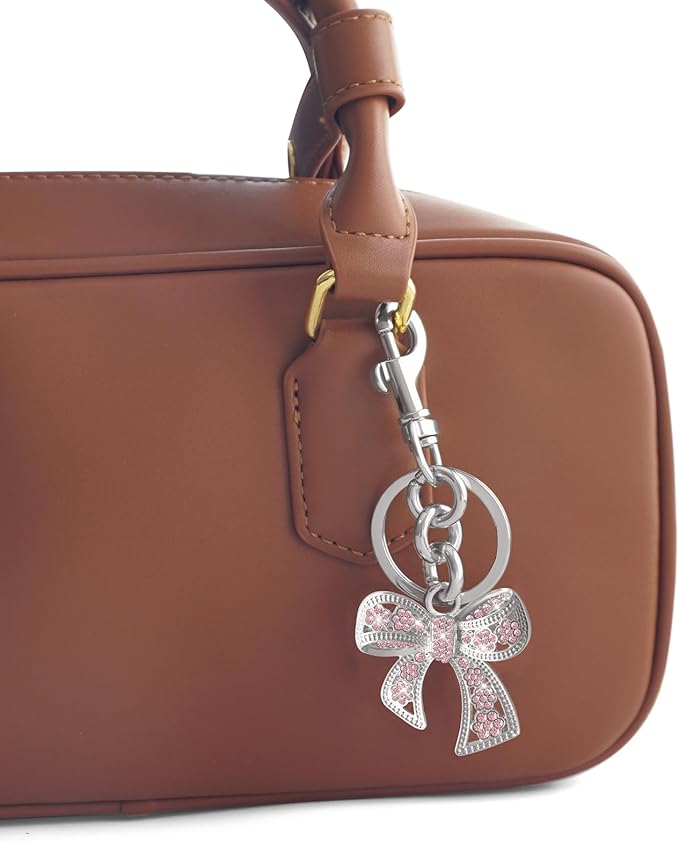 Sparkly Bow Bag Charm Rhinestone Bow Purse Charms Bows Keychain Women Bag Charm for Handbag