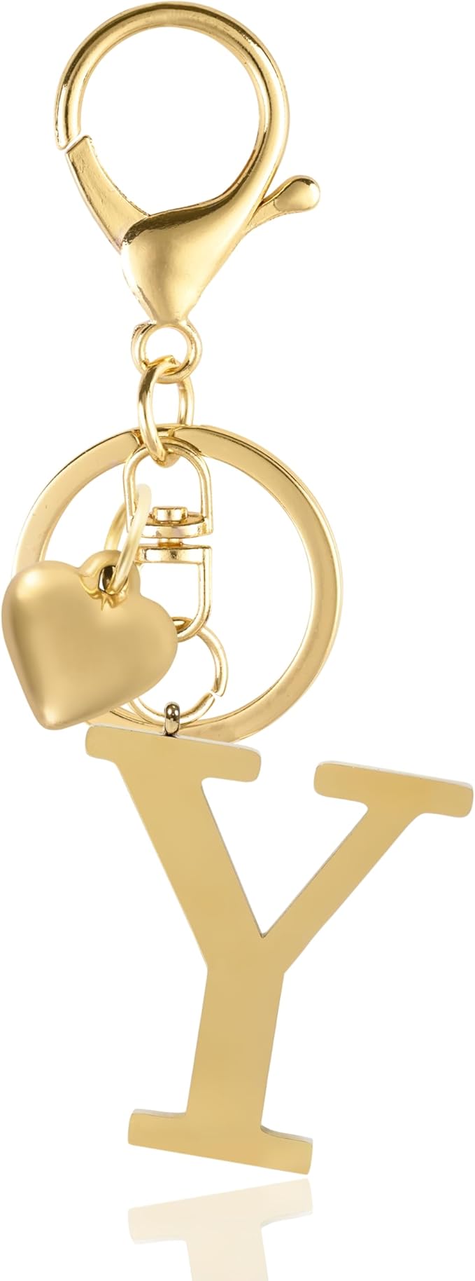 Metal Heart Alphabet Keychain for Women, Girls - Cute Initial Letter Accessories for Purse, Bag Charms and Backpack