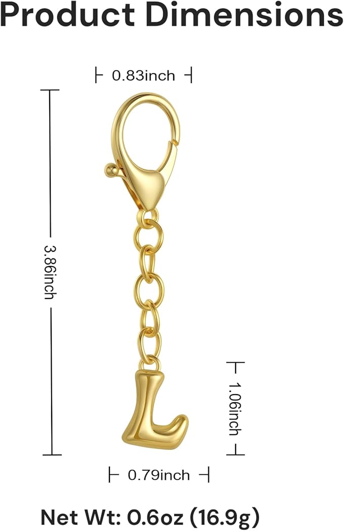 Bubble Gold Letter Bag Charms for Women, Cute Initial Keychain for Handbags, Purse Charms Birthday Christmas Gifts