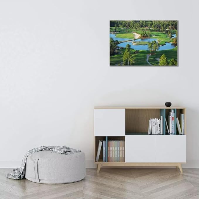 chenchenArt King's North Golf Course Wall Art for Living Room Bedroom Bathroom Home Decorations Myrtle Beach National Club Picture Canvas Prints Modern Artwork Framed Ready to Hang(24''H x 36''W)