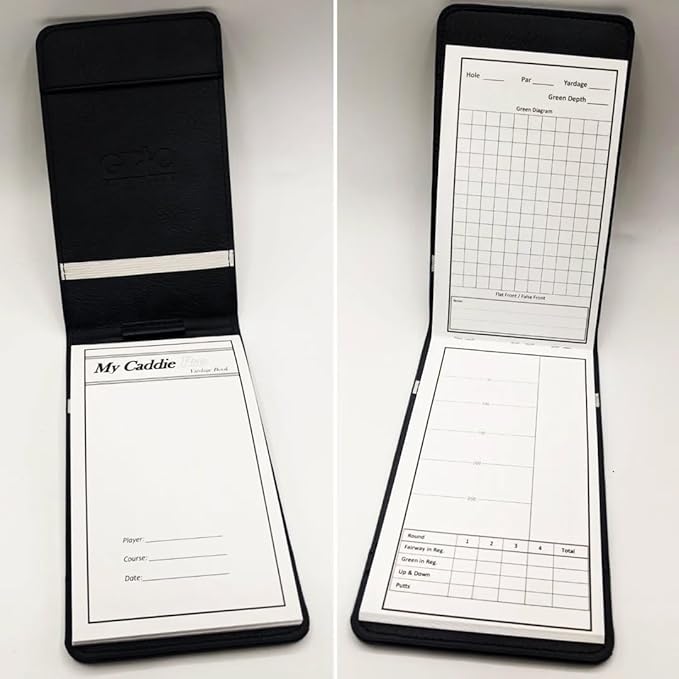 Go To Caddie (DIY) Yardage Book with Stencil – Golf Journal & Log Book – Used by Professionals, Amateurs & Juniors – Golf Notebook Back Pocket, Draw Fairways, Track Stats & Improve Course Management