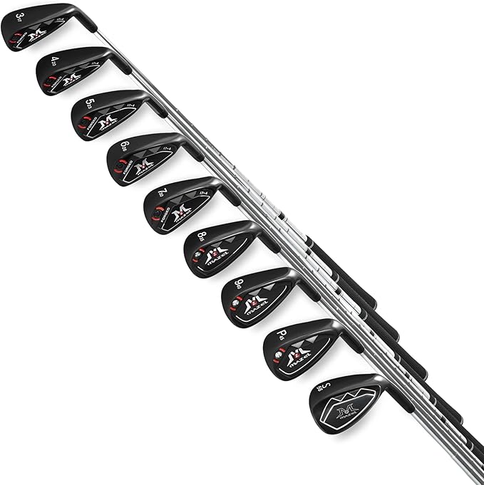 MAZEL Men Golf Iron Set (9PCS) or 1,2,3,4,5,6,7,8,9,Pitching Wedge,Sand Wedge with Steel Shafts for Right Handed Golfers