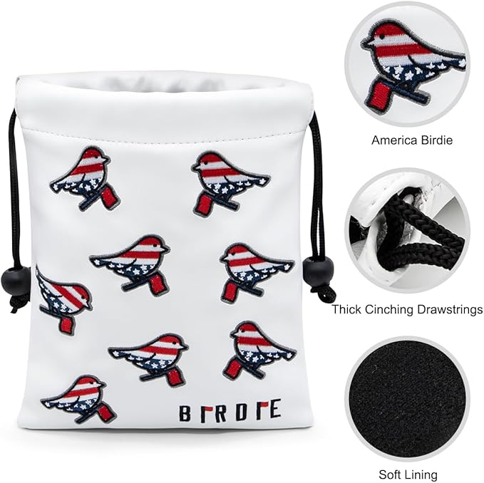 Golf Valuables Pouch, Leather Golf Tee Pouch with Drawstring Closure Golf Ball Tee Handbag Portable Golf Accessories